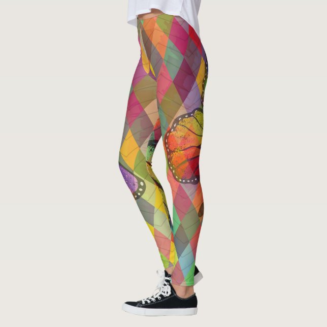 Rainbow Gefärbte Krawatte Harlequin Herringbone &  Leggings (Links)