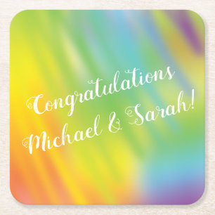 Rainbow Gefärbte Krawatte Kinderdusche Rechteckiger Pappuntersetzer