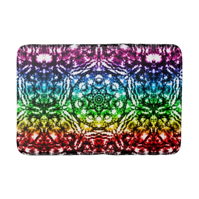 Rainbow Gefärbte Krawatte Mandala Star Badematte (Vorderseite)