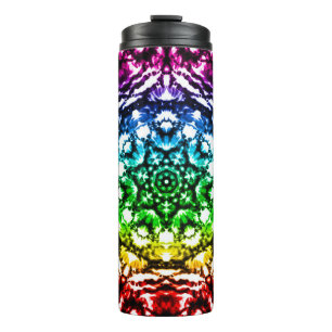 Rainbow Gefärbte Krawatte Mandala Star Thermosbecher