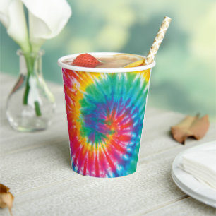 Rainbow Gefärbte Krawatte Pattern Novelty Pappbecher