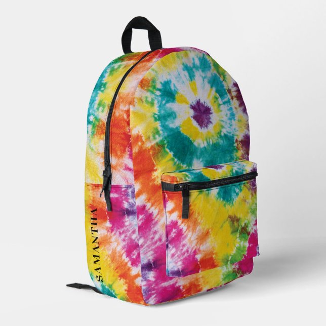 Rainbow Gefärbte Krawatte Personalisiert farbig Bedruckter Rucksack (Rückseitige Ecke links)