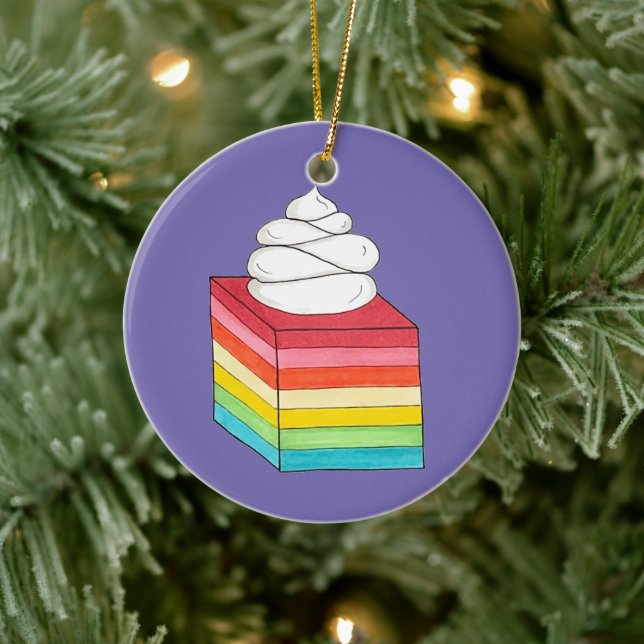 Rainbow Gelatine Salad Dessert Keramik Ornament (Baum)
