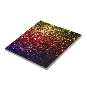 Rainbow-gelbe rote lila Imitate Glitzer Glitzern Fliese