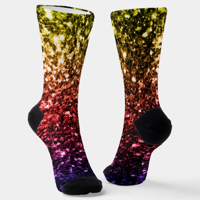 Rainbow-gelbe rote lila Imitate Glitzer Glitzern Socken (Gewinkelt)