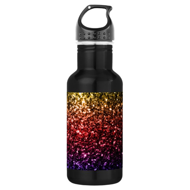 Rainbow-gelbe rote lila Imitate Glitzer Glitzern Trinkflasche (Vorderseite)