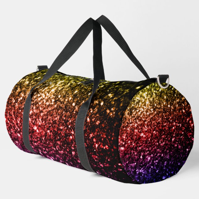 Rainbow-gelbe rote lila Imitate Glitzern Duffle Bag (Linke Ecke)