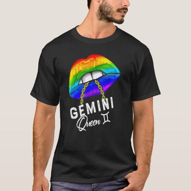 Rainbow Gemini Queen Lips T-Shirt (Vorderseite)