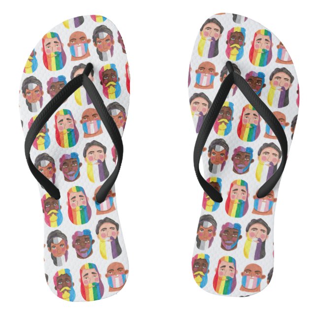 Rainbow Gender Flags Beard Men Flip Flops (Fußbett)