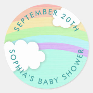 Rainbow Gender Neutral Baby Shower Stickers