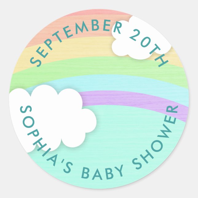 Rainbow Gender Neutral Baby Shower Stickers (Vorderseite)