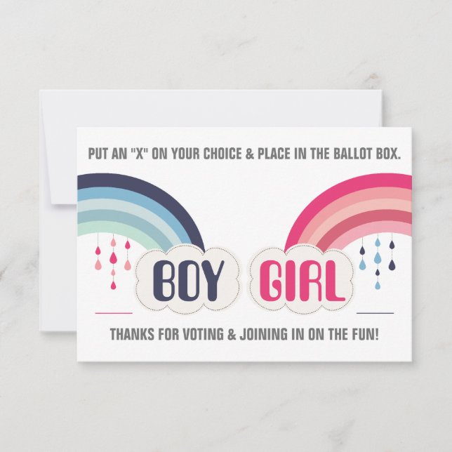 RAINBOW GENDER REVEAL ABSTIMMUNGSBALLOT Einladung (Vorderseite)
