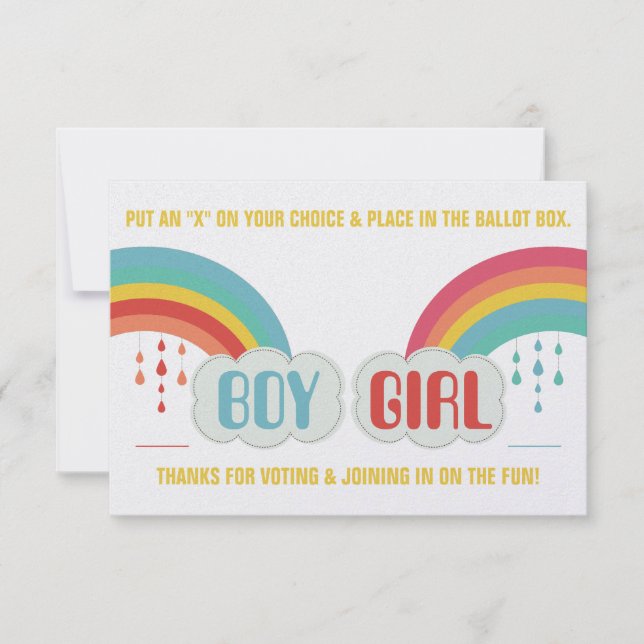 RAINBOW GENDER REVEAL ABSTIMMUNGSBALLOT Einladung (Vorderseite)