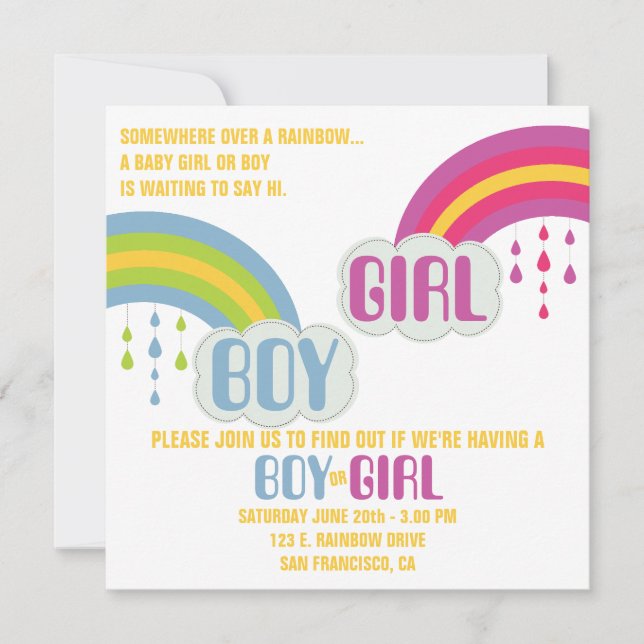 RAINBOW GENDER REVEAL Einladung (Vorderseite)