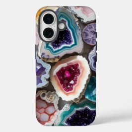 Rainbow Geode Crystal Layers - Vibrant Gemstone iPhone 16 Hülle