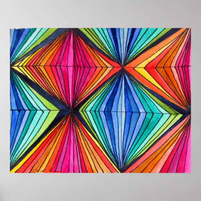 Rainbow Geometric Optical Art Poster (Vorne)