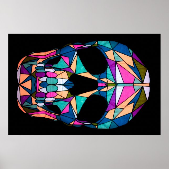 Rainbow Geometric Skull Poster (Vorne)