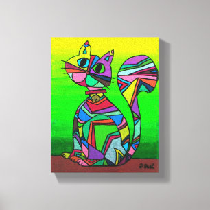 Rainbow GeometriCat Geometrisches Muster Cat Art Leinwanddruck