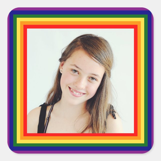 Rainbow Gerahmtes Foto - Square Sticker (Vorderseite)