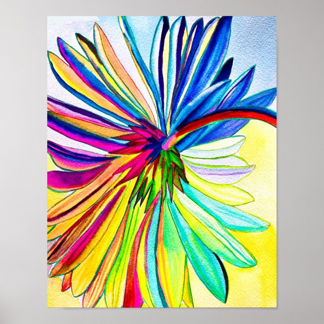 Rainbow gerbera farbenfrohe Blume Poster (Vorne)