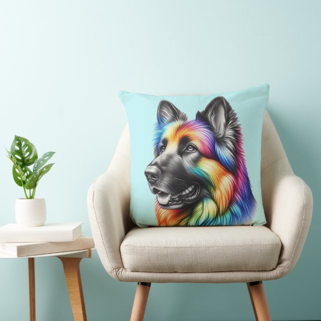 Rainbow German Shepherd Cozy Poem  Kissen (Stuhl )