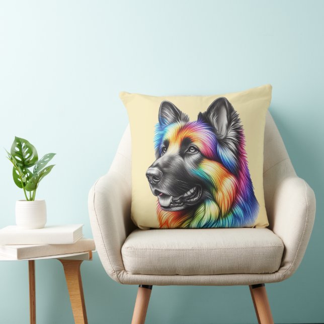 Rainbow German Shepherd Cozy Poem  Kissen (Stuhl )