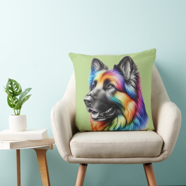 Rainbow German Shepherd Cozy Poem  Kissen (Stuhl )