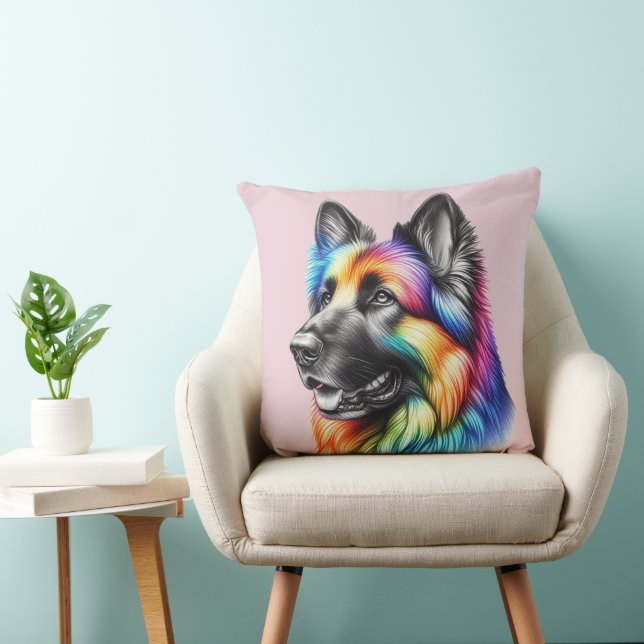 Rainbow German Shepherd Cozy Poem  Kissen (Stuhl )