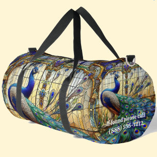 Rainbow-gestanztes Glass Peacock Große Duffel-Tasc Duffle Bag