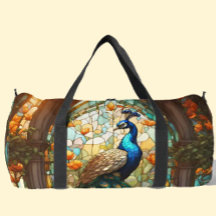 Rainbow-gestanztes Glass Peacock Große Duffel-Tasc