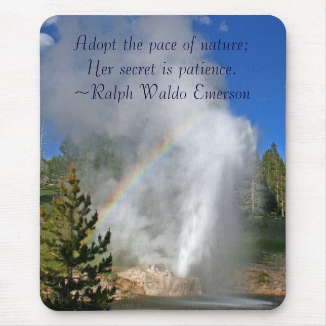 Rainbow Geyser Yellowstone w/Famous Emerson Quote Mousepad (Vorne)