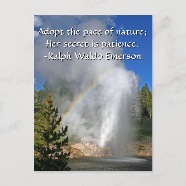 Rainbow Geyser Yellowstone w/Famous Emerson Quote Postkarte (Vorderseite)