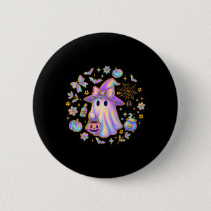 Rainbow Ghost Hexe Shirt Niedlich Pumpkin Cauldron Button