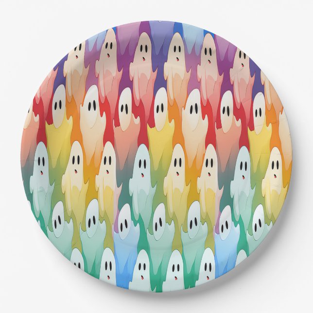Rainbow Ghosts Pappteller (Vorderseite)