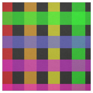 Rainbow Gingham auf schwarz Stoff