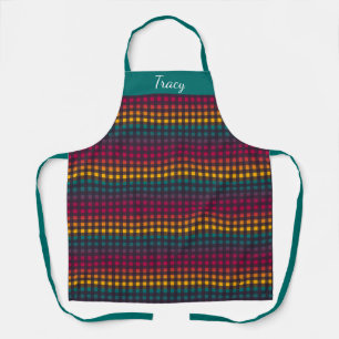 Rainbow Gingham Individuelle Name Schürze