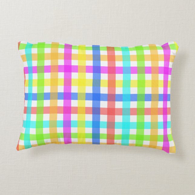 Rainbow Gingham Stripes Pattern Dekokissen (Rückseite)