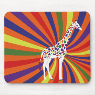 Rainbow Giraffe Art Mousepad