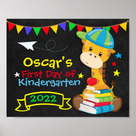 Rainbow Giraffe Erster Tag der Schule Chalkboard Poster
