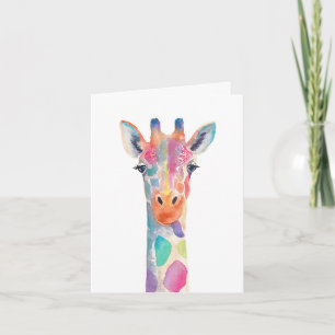 Rainbow Giraffe Notecard Dankeskarte