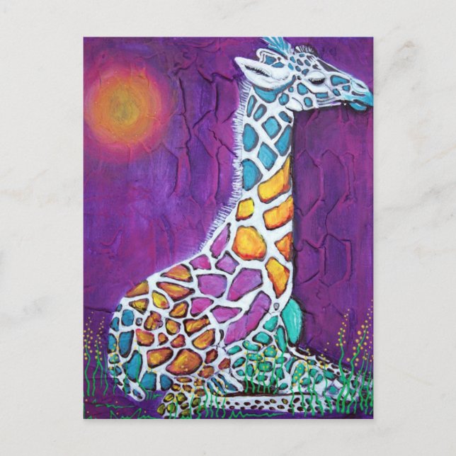 Rainbow Giraffe Postkarte (Vorderseite)