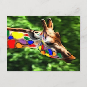 Rainbow Giraffe Postkarte