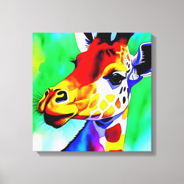 Rainbow Giraffe Stretched Leinwand (Vorderseite)