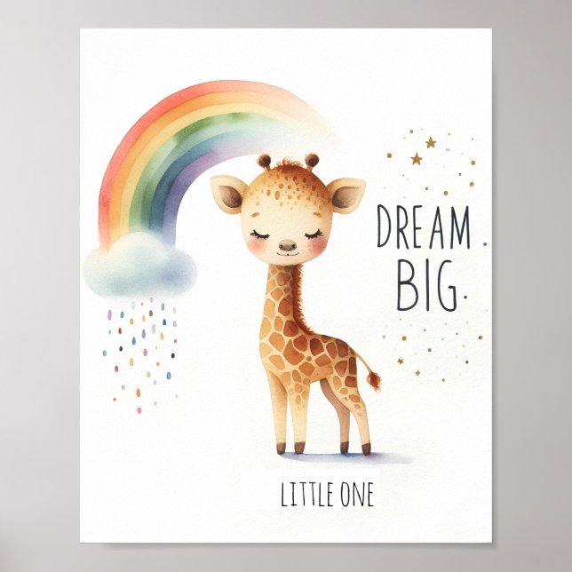 Rainbow Giraffe Watercolor Poster (Vorne)