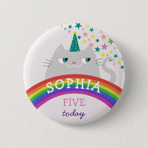 Rainbow Girl Birthday Button