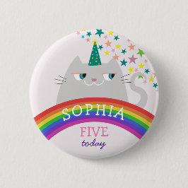 Rainbow Girl Birthday Button