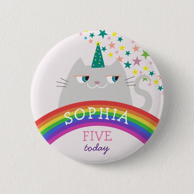 Rainbow Girl Birthday Button (Vorderseite)