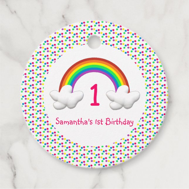 Rainbow Girl jeden Geburtstag Geschenkanhänger (Vorderseite)