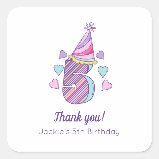 Rainbow Girls 5th Birthday Party Fevor Sticker (Vorderseite)