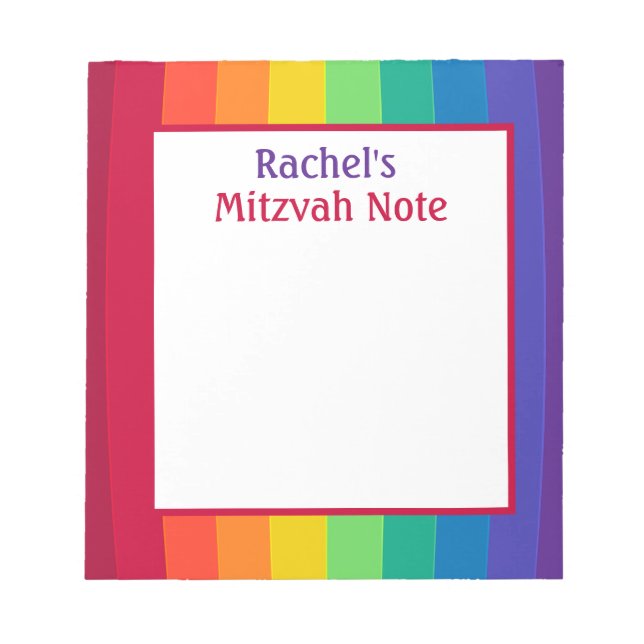 Rainbow Girls Mitzvah Notes Notepad Notizblock (Vorderseite)